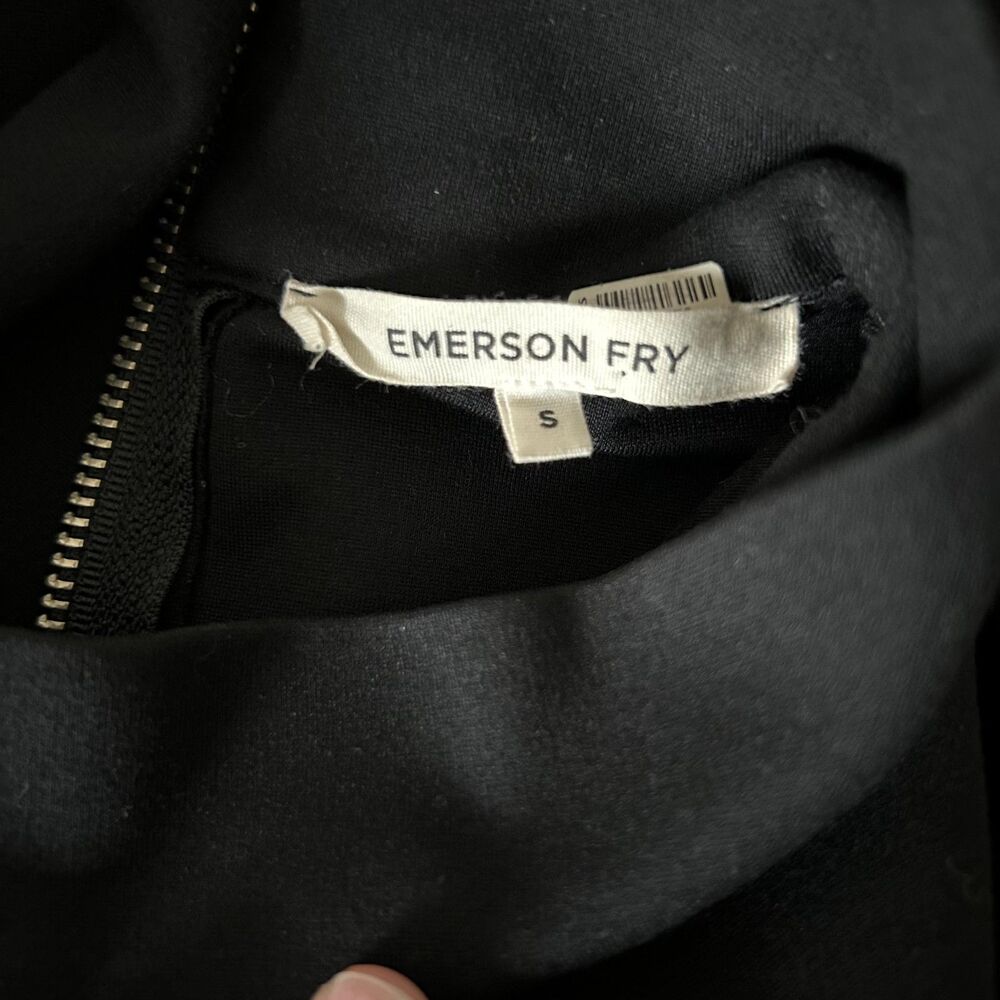 Emerson Fry Edie Top Black Ponte High Neckline Boxy Size Small - Picture 4 of 4